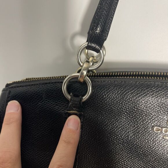 COACH F57520 SMALL BAG CHRISTIE CARRYALL IN CROSSGRAIN LEATHER BLACK - Picture 5 of 16